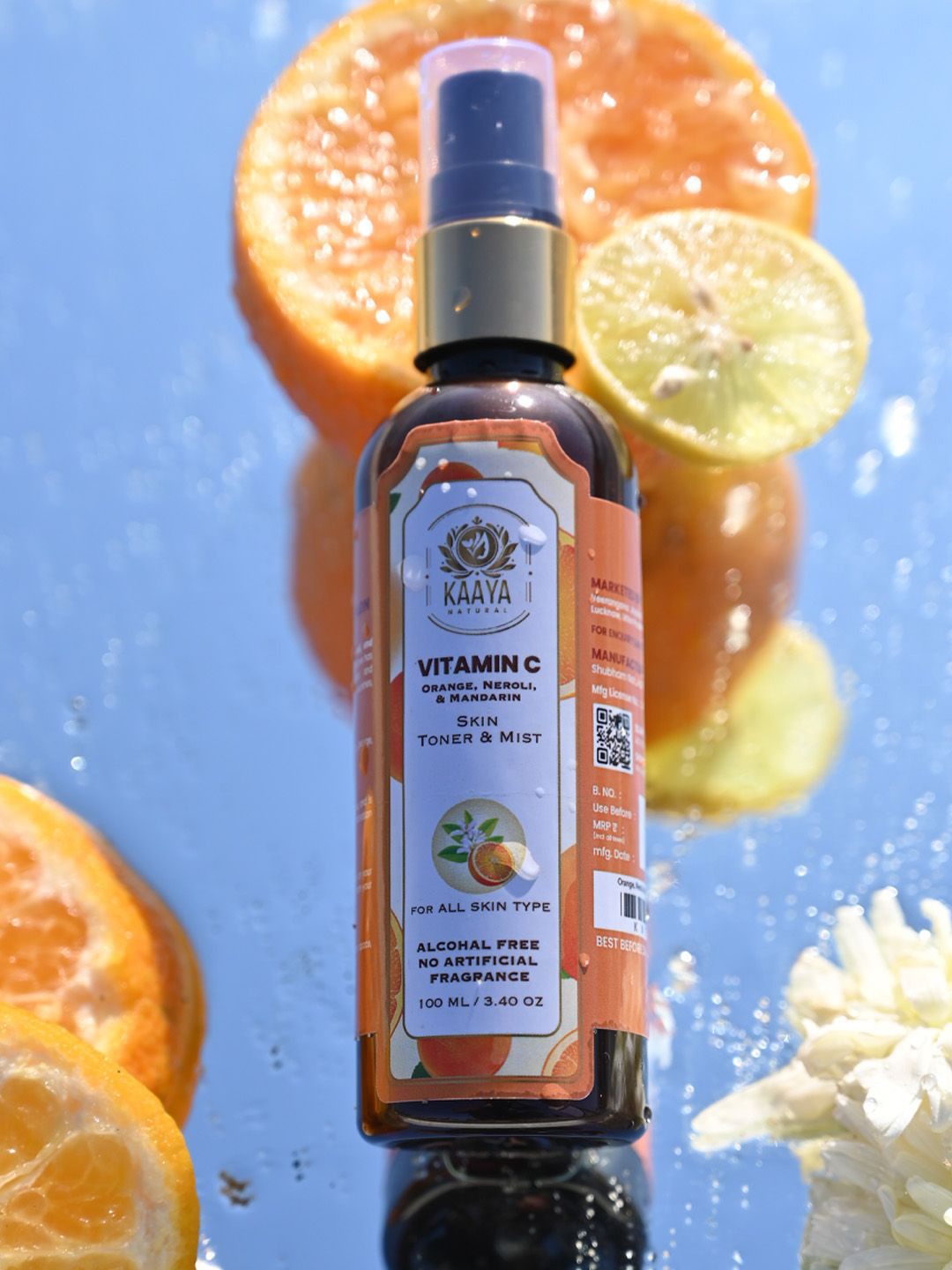 Kaaya Natural Vitamin C, Orange,  Neroliem & Mandarien Skin Toner & Mist - 100 ml