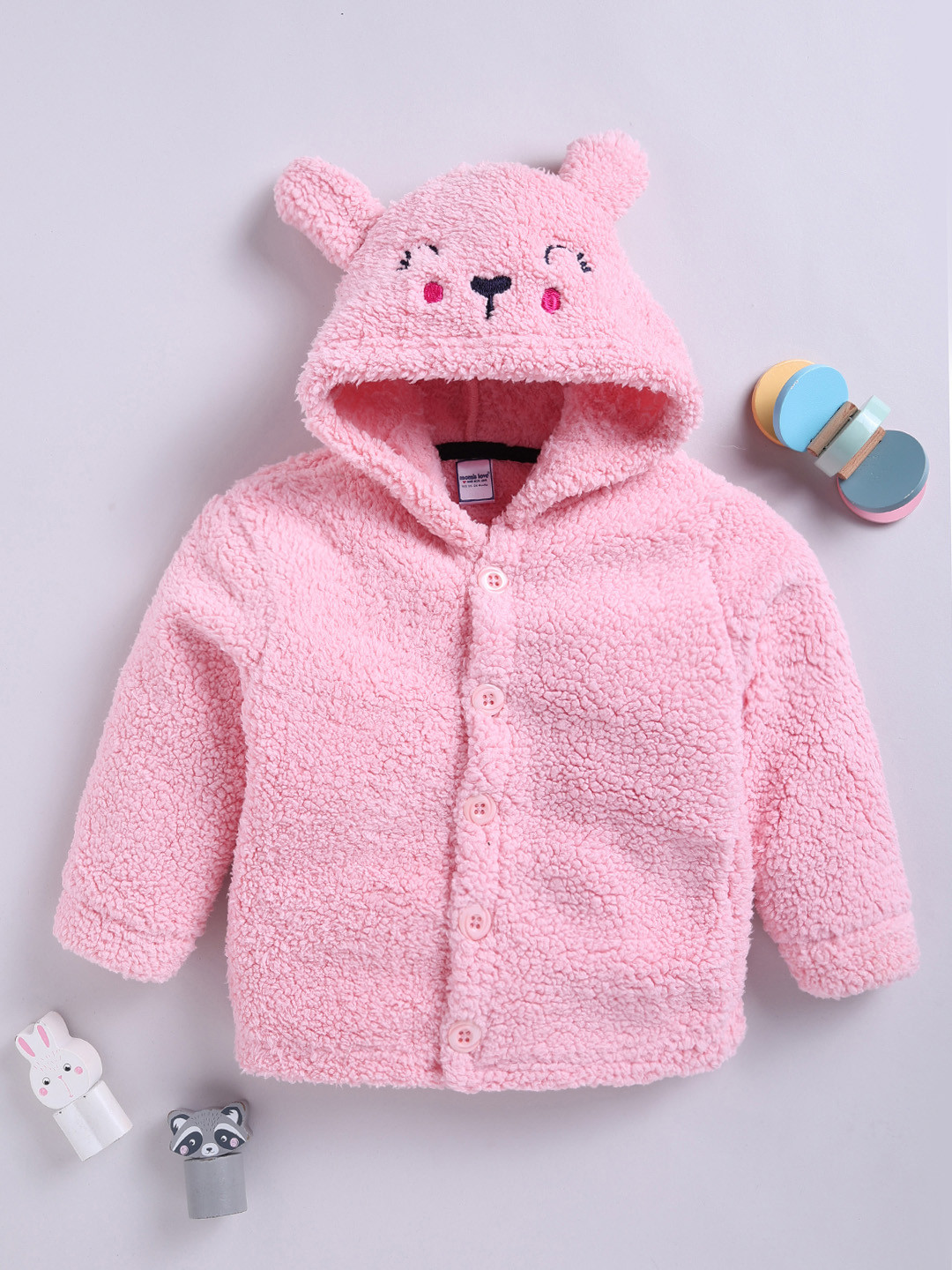 Moms Love Infant Girls Sherpa Finish Pure Cotton Hooded Tailored Jacket