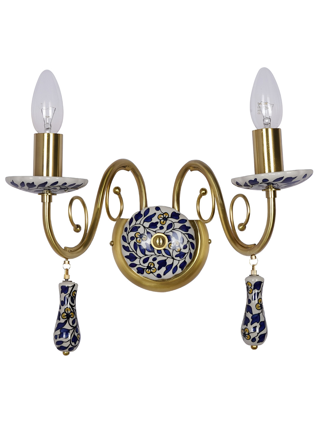 Fos Lighting Blue & Gold-Toned Textured Metal Contemporary Abstract Shaped Shaped Wall Lamp