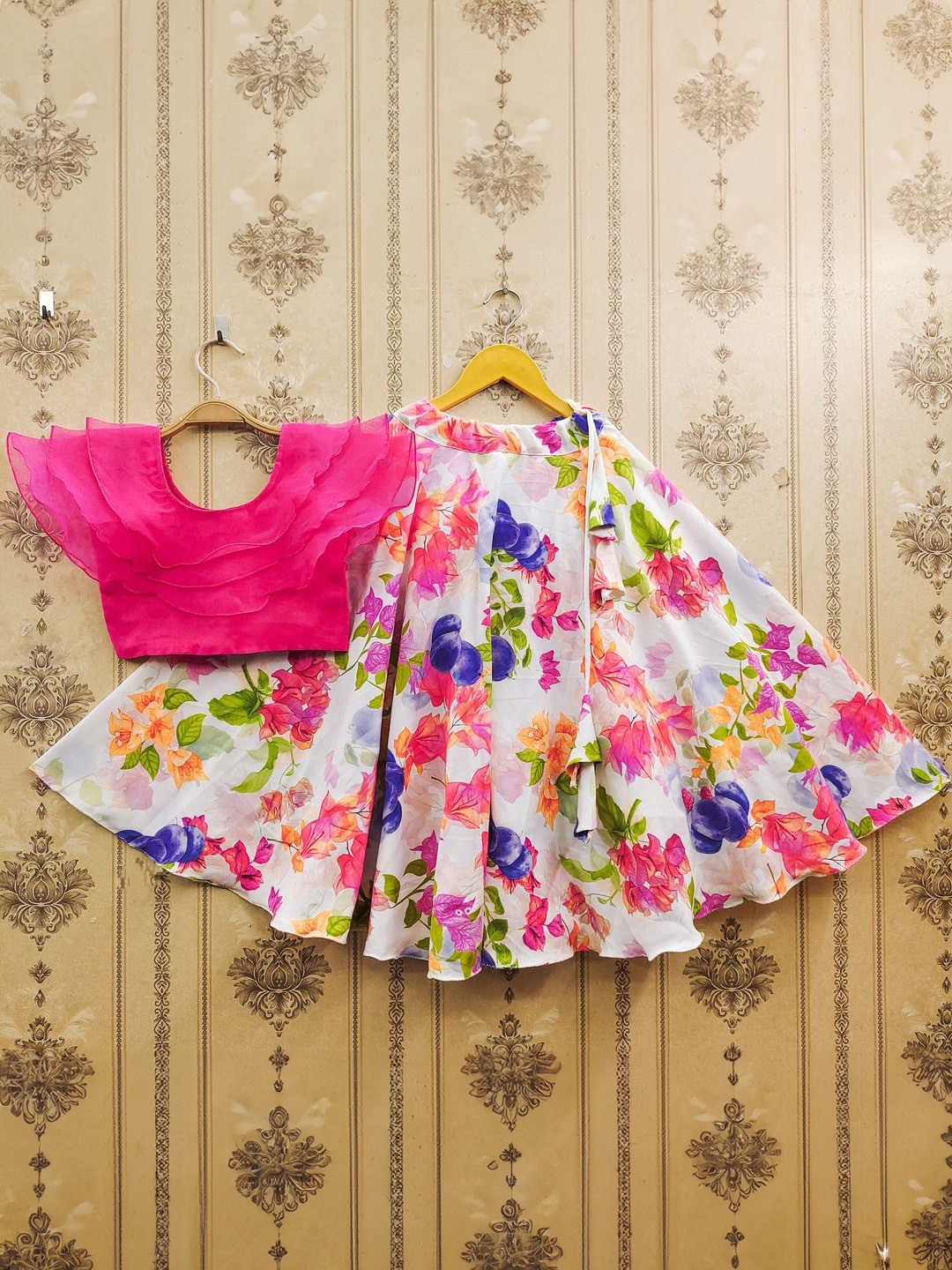 JOVK DESIGN Dyed Organza Lehenga Choli