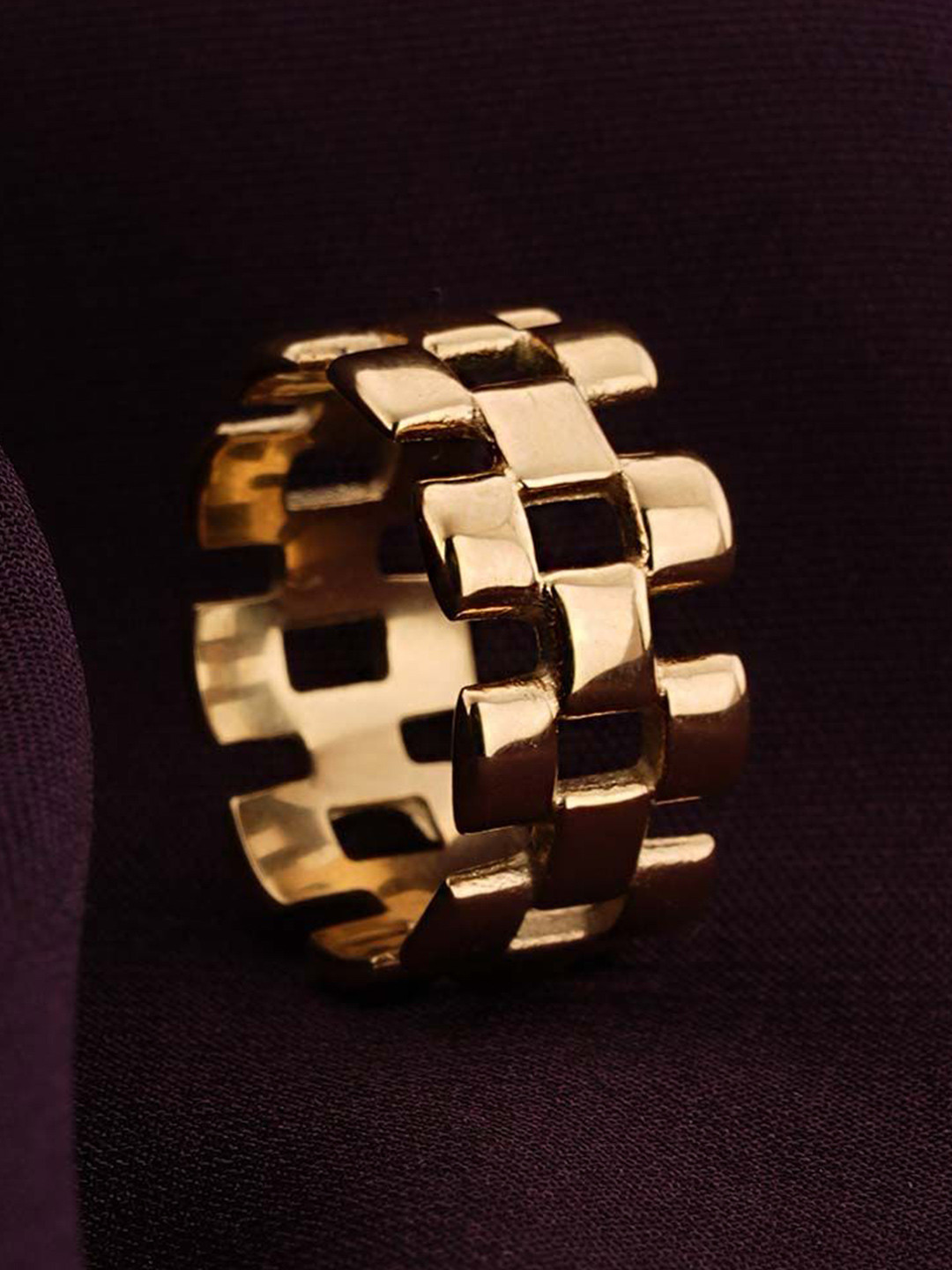 PALMONAS Gold-Plated Cubed Curiosity Finger Ring