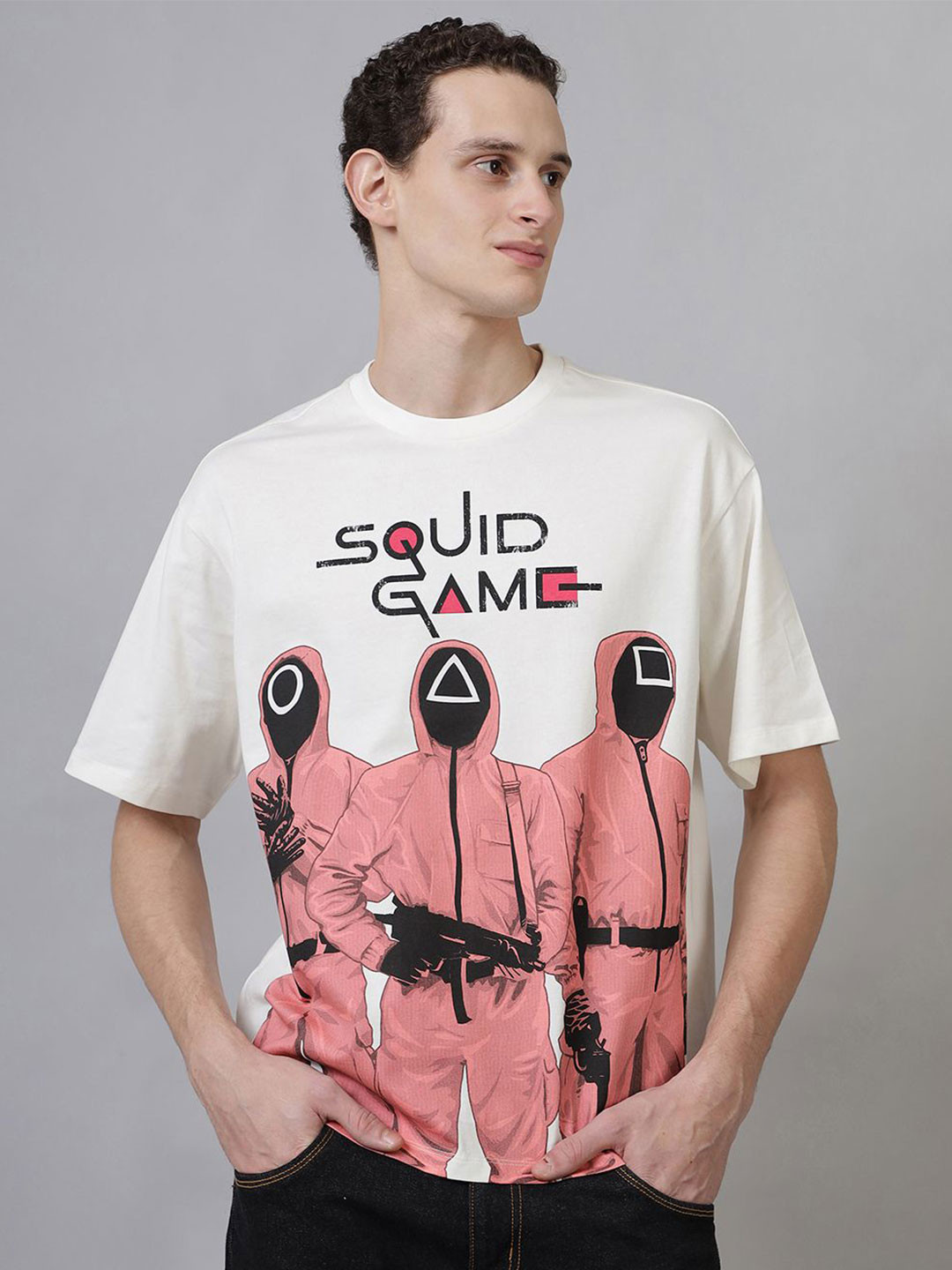 Free Authority Men Squid Game Printed Oversized T-Shirt