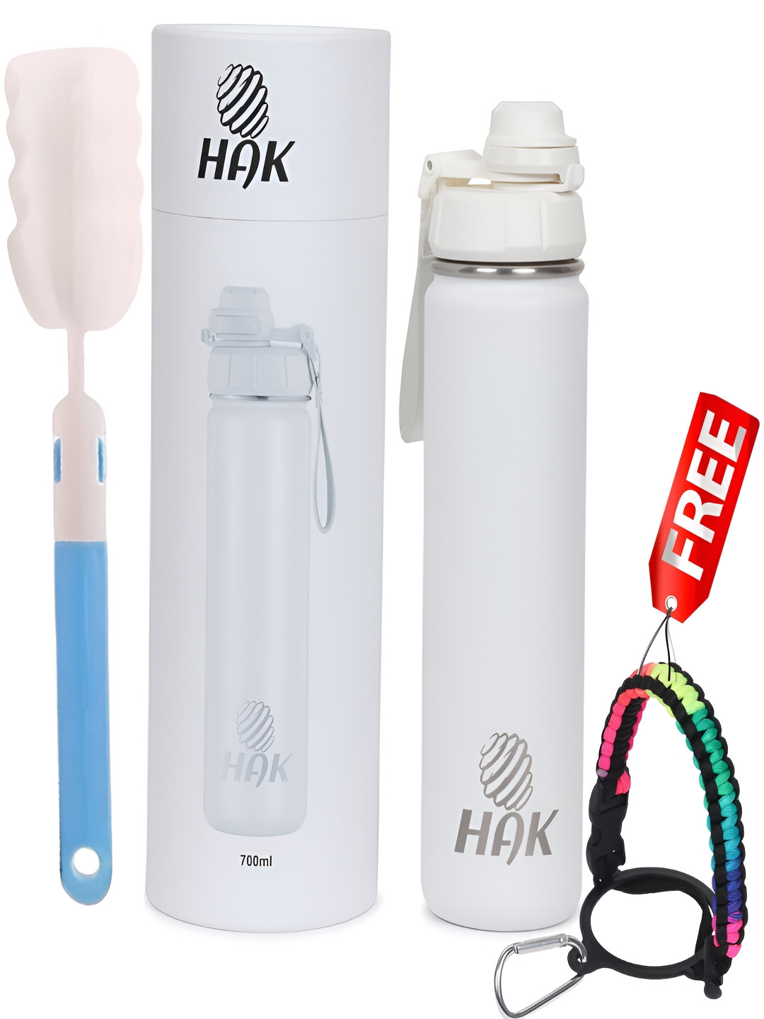 HAK White Brand Logo Thermosteel Double Wall Vacuum Flask - 700ml