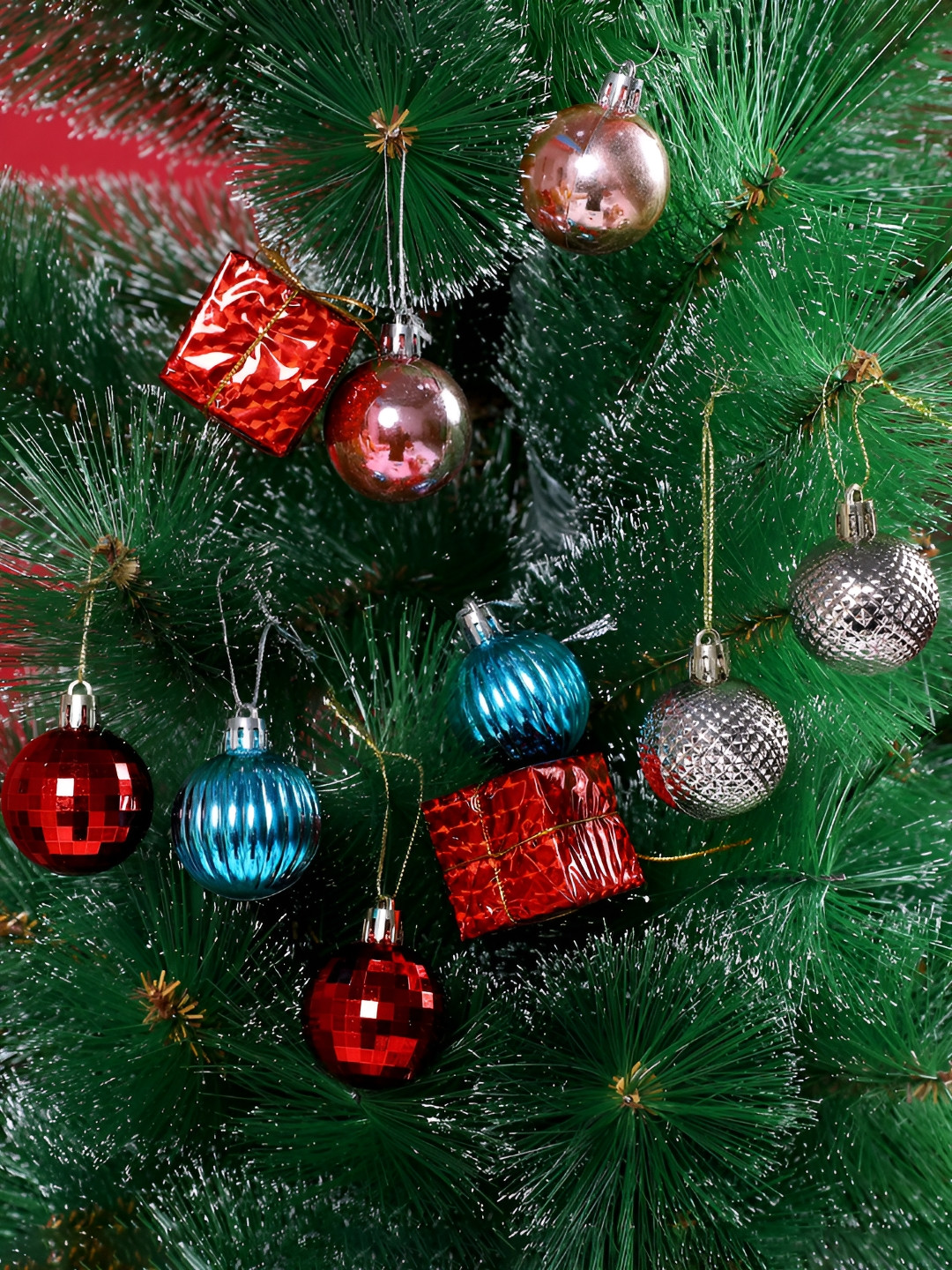 TAYHAA Chirstmas Dcor Blue & Red 10 Pieces Hanging Christmas Decors