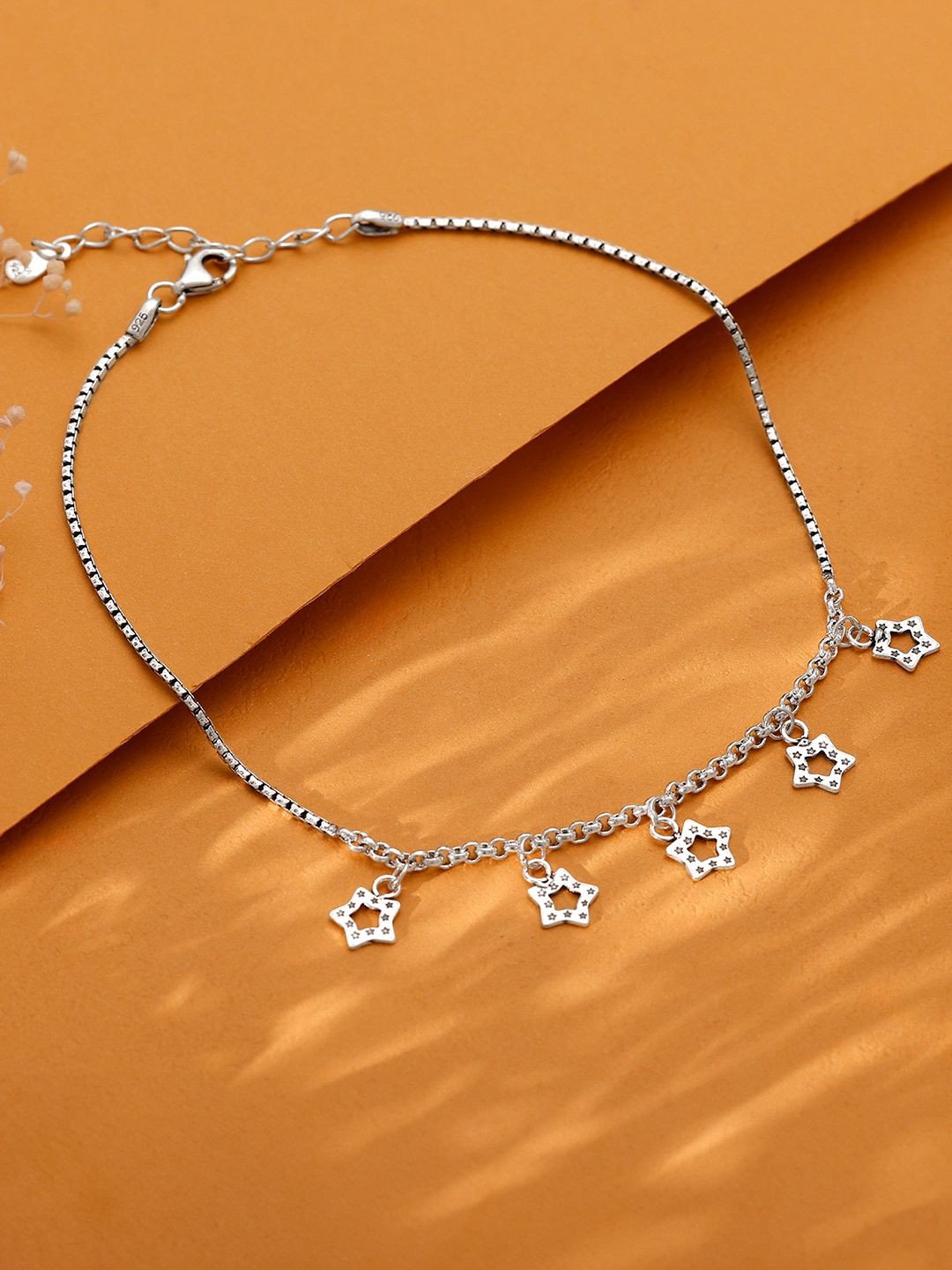 GIVA 925 Sterling Silver Rhodium-Plated Cosmic Dance Anklet