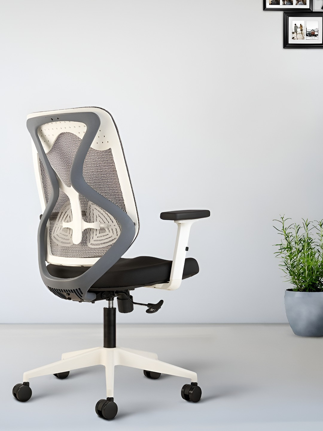 CELLBELL Capree C190 White & Grey Mid Back Mesh Office Arm Chair