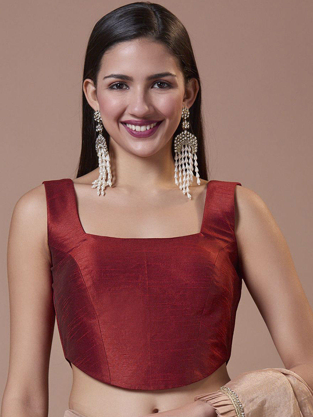 SALWAR STUDIO Corset-Style Padded Sleeveless Saree Blouse