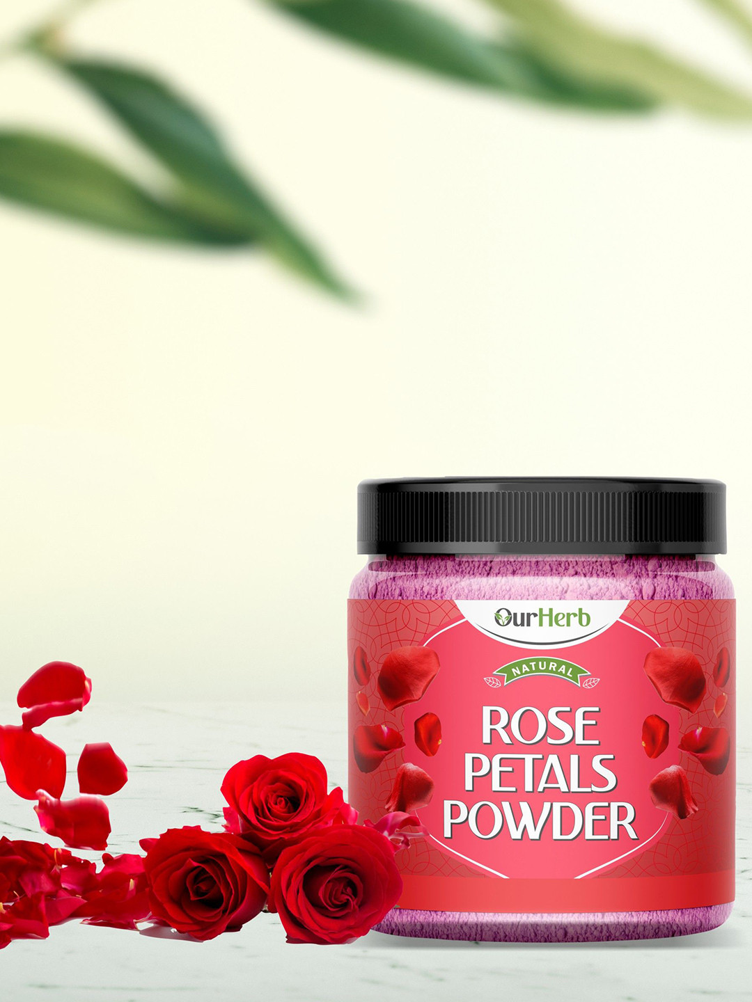 OurHerb Rose Petals Powder Face Pack With Wooden Spoon - 200 g