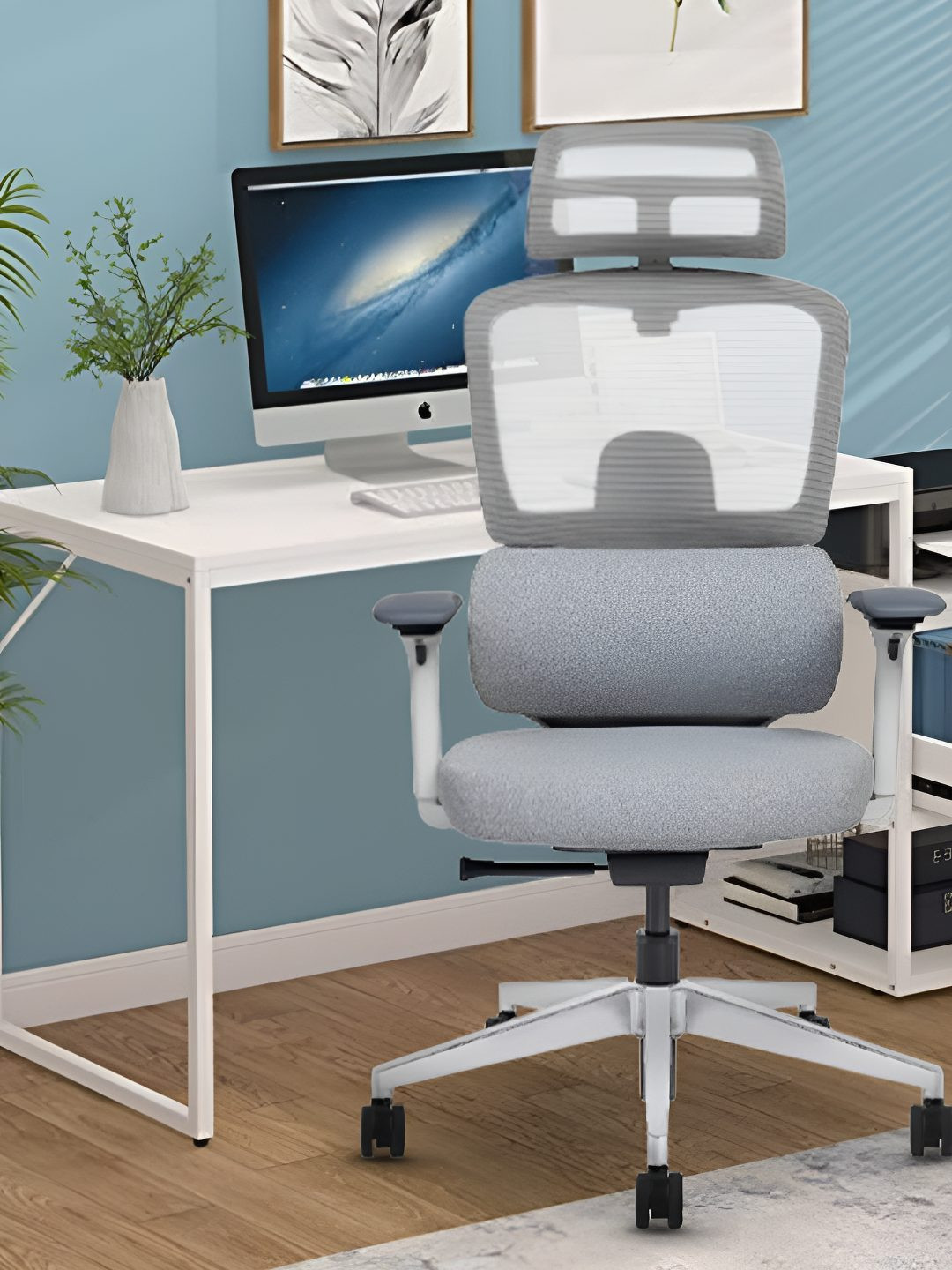 CELLBELL Grey Mesh Adjustable Office Executive Chair