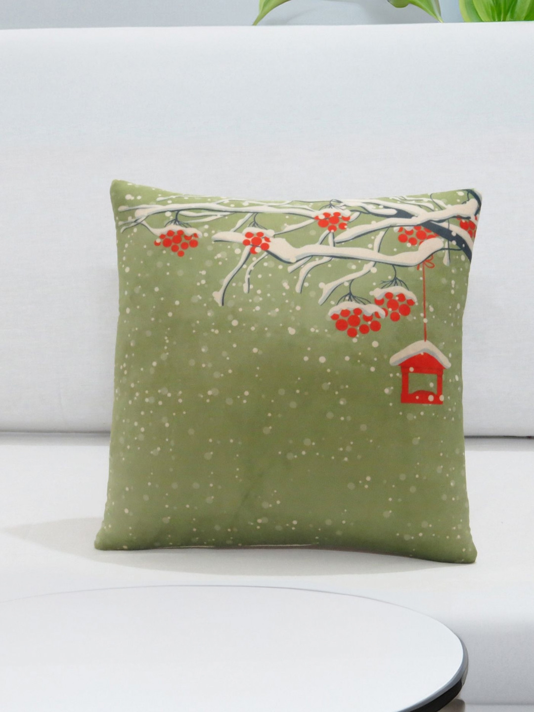 Mid July Home Lime Green floral Velvet Durable Square Cushion Cover - 16 x 16 Inches