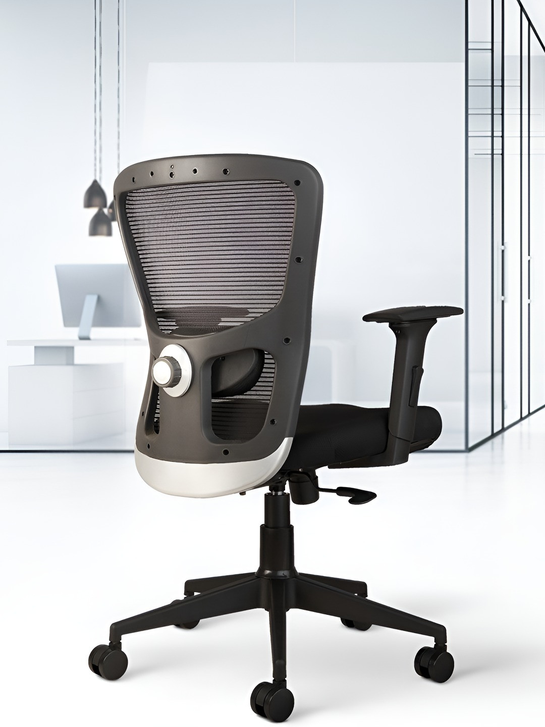 CELLBELL Leo C110 Black Mid Back Mesh Office Adjustable Arm Chair