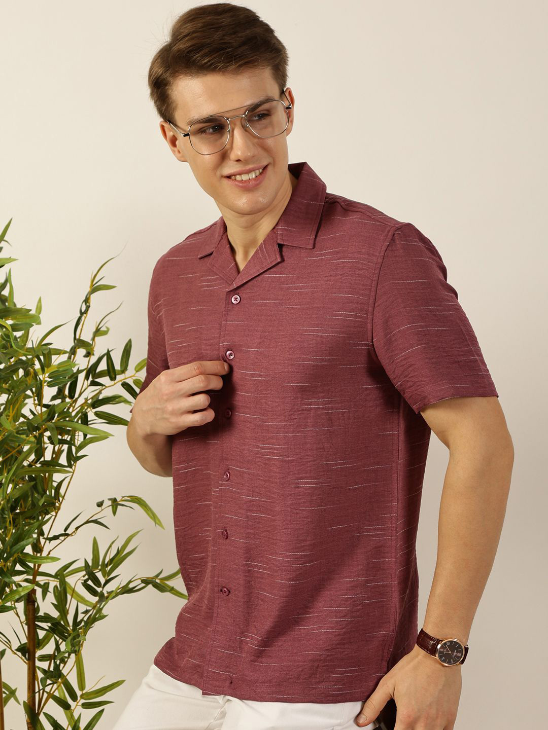 Mast & Harbour Men Premium Relaxed Fit Textured Casual Shirt
