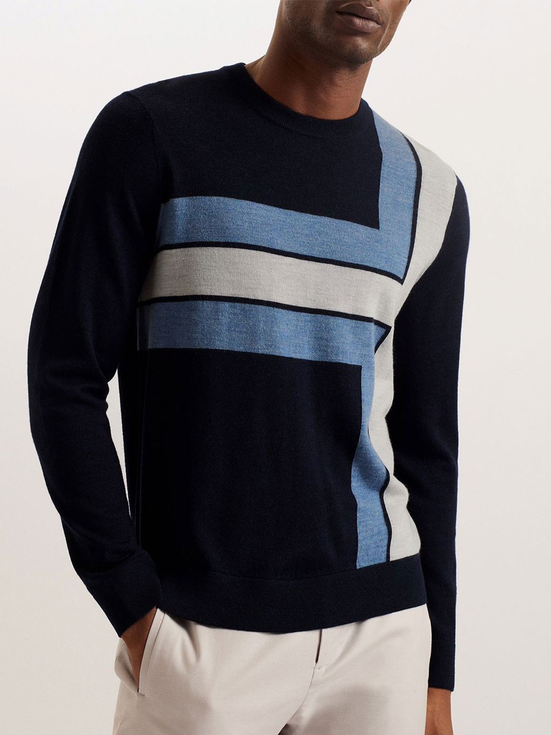 Ted Baker Men Colourblocked Woollen Pullover