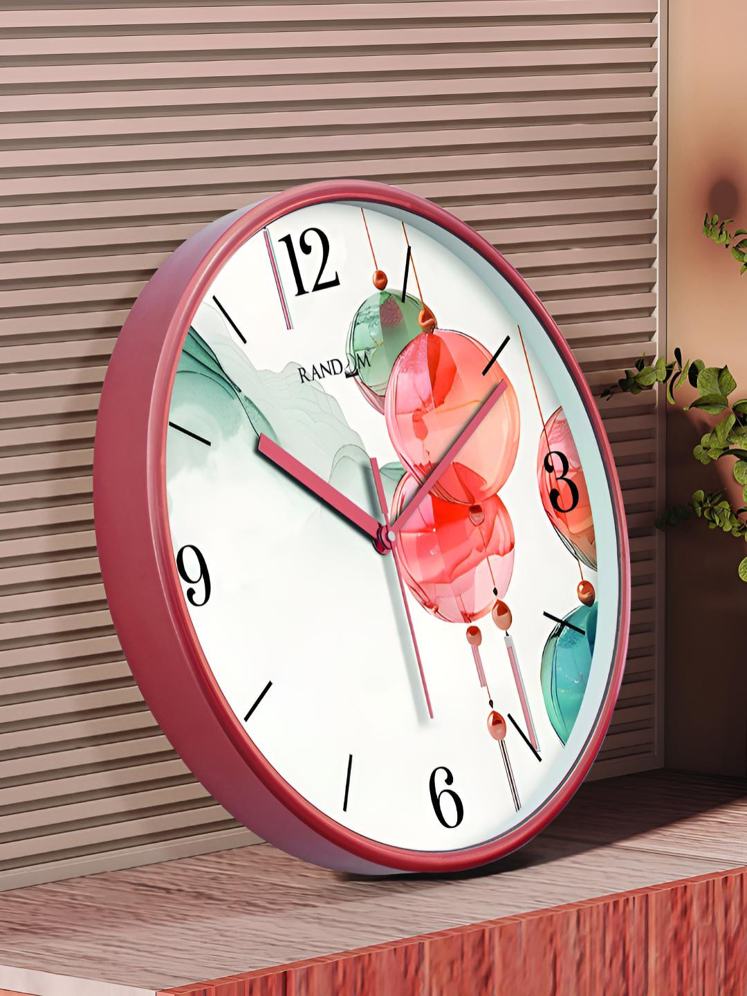 RANDOM Embossed Dial White Plastic Silent Clock Round Battery Analogue Wall Clock-30cm