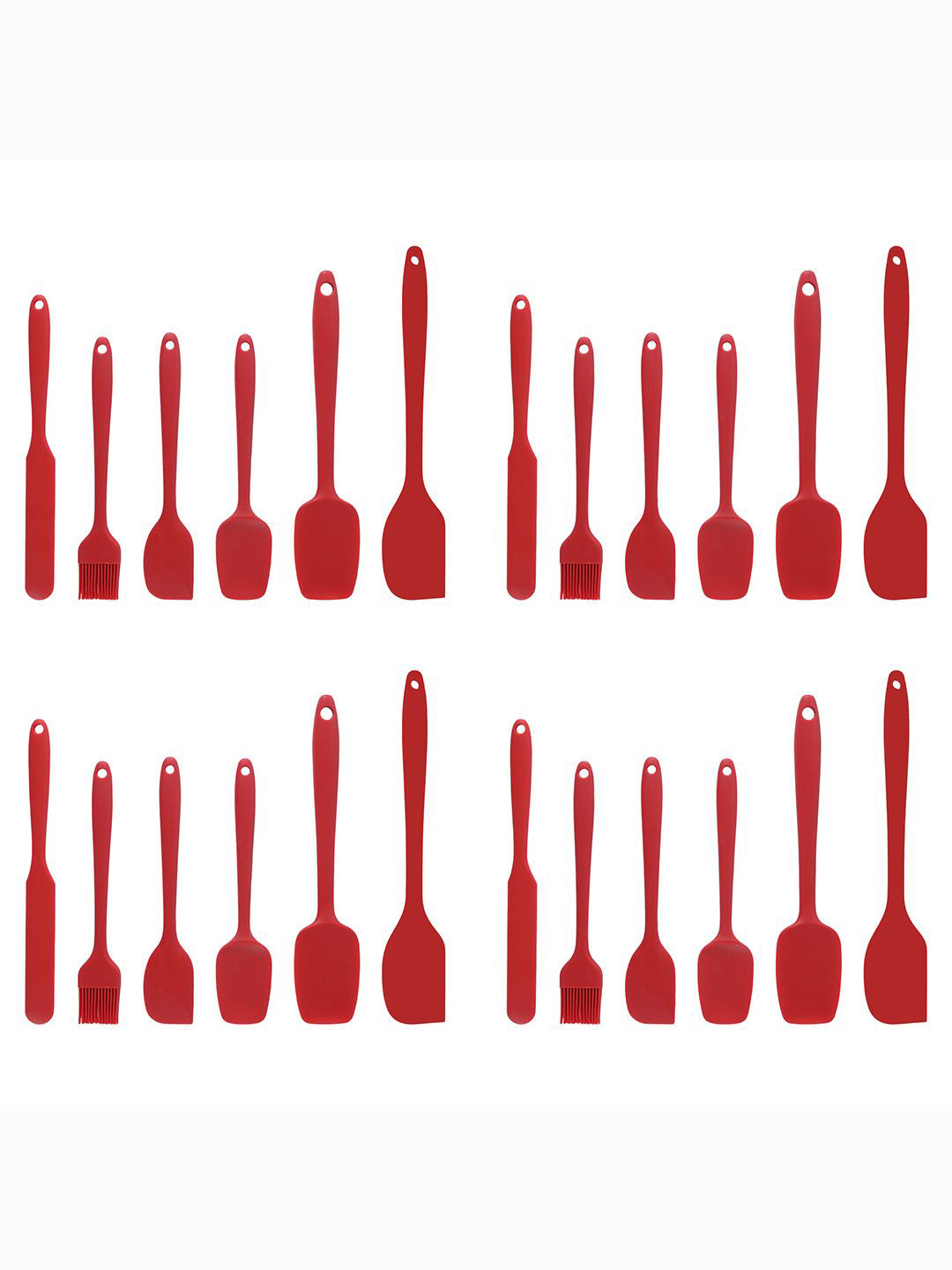 Kuber Industries Red 24 Pieces Silicone Nonstick Spatula Set