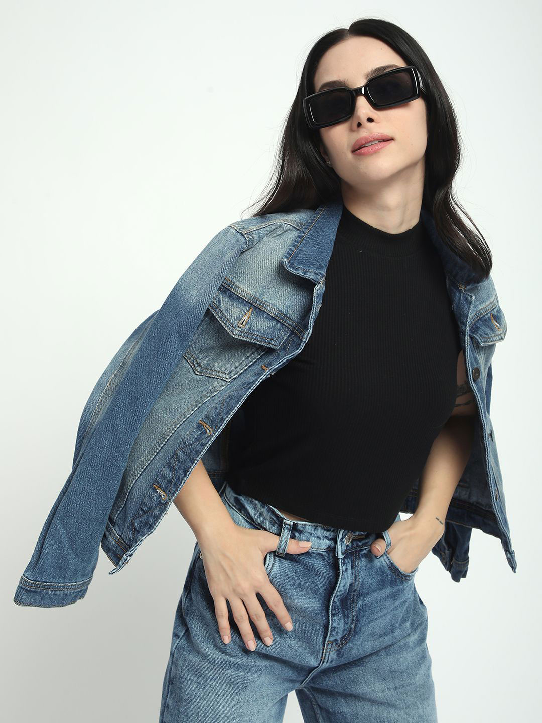 R&B Women High Neck Fitted Crop Top