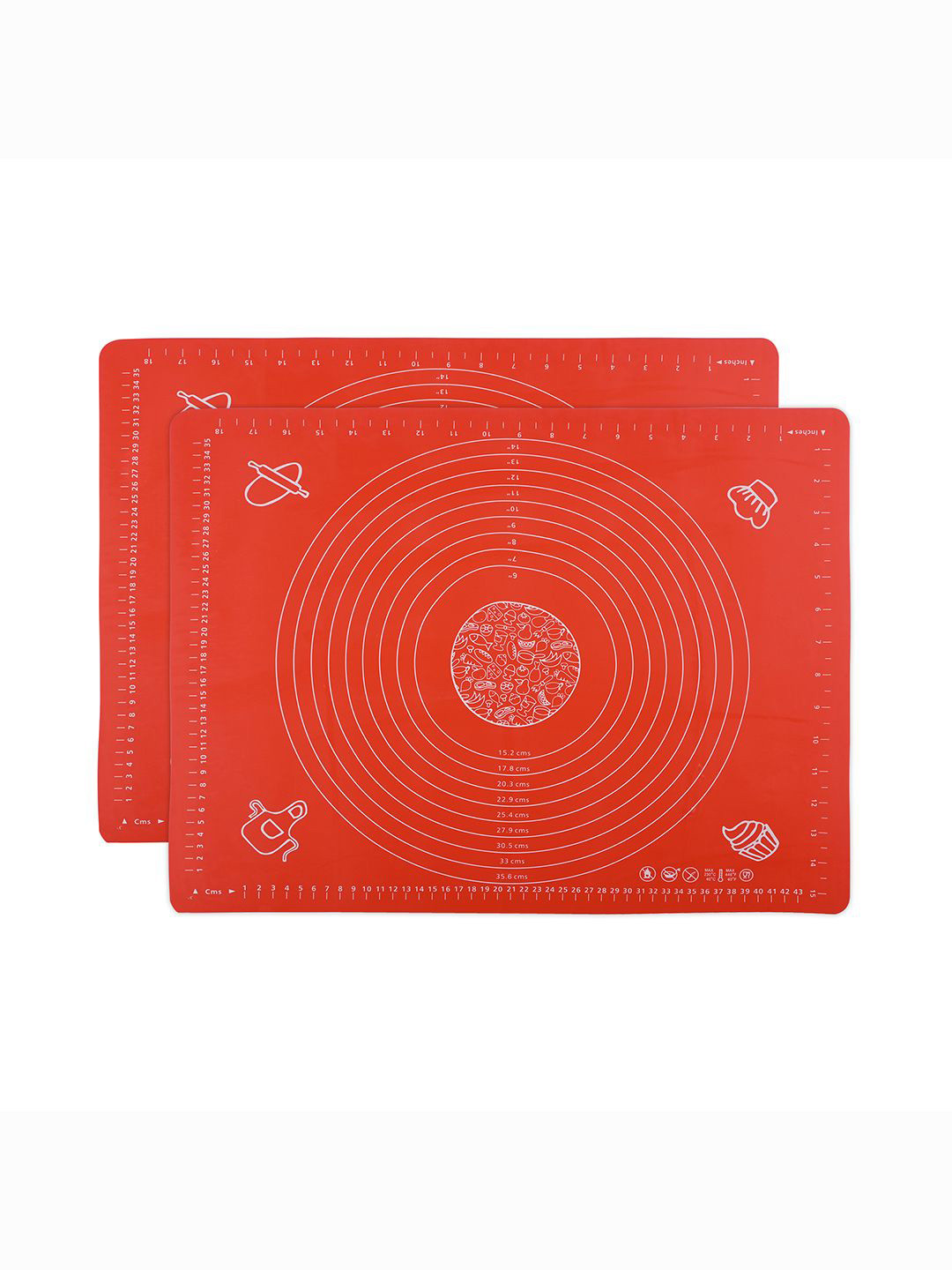 Kuber Industries 2Pcs Red Printed Reusable Silicone Baking Mats