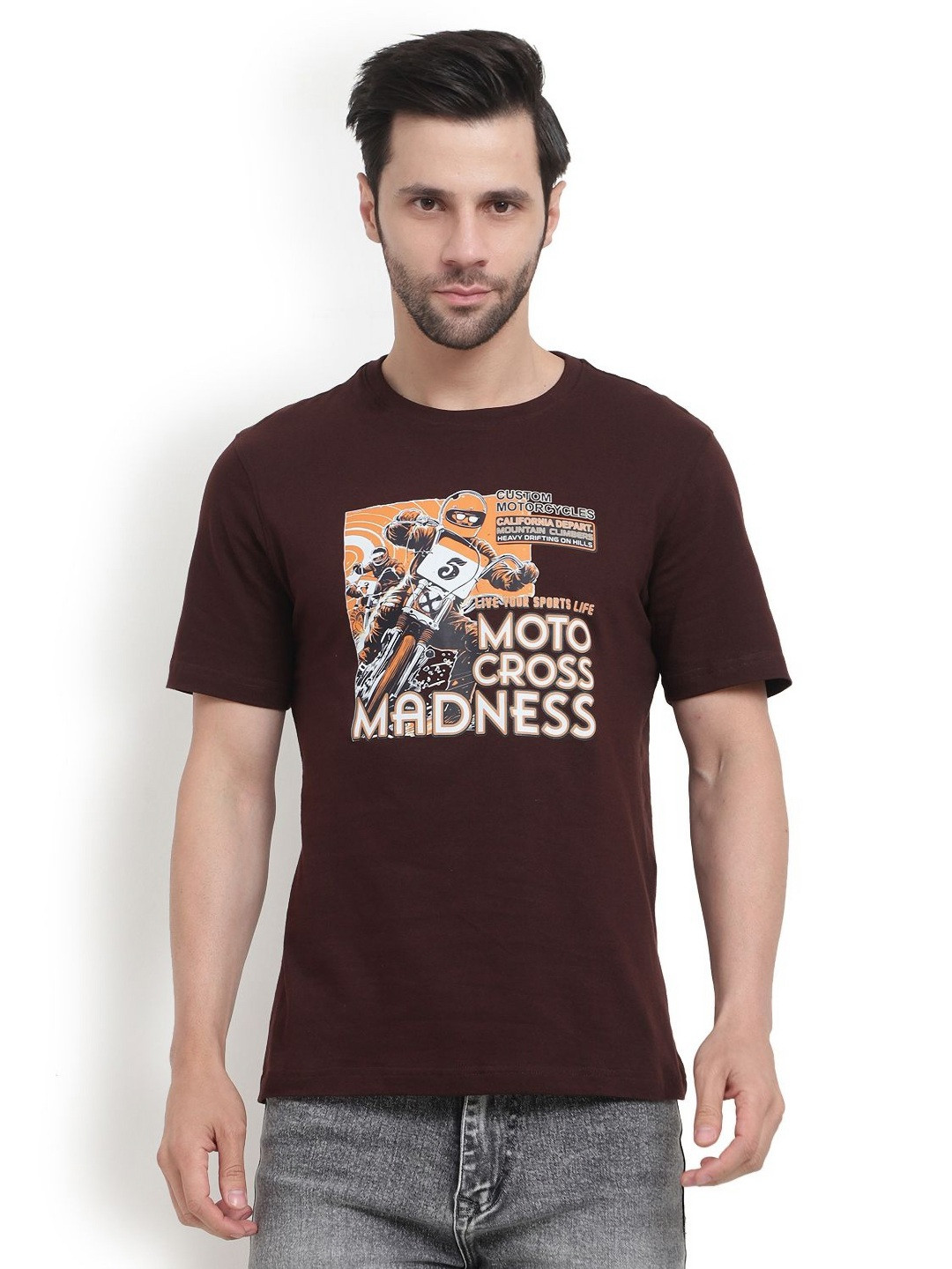 MENTOOS Men Graphic Printed Pure Cotton T-shirt