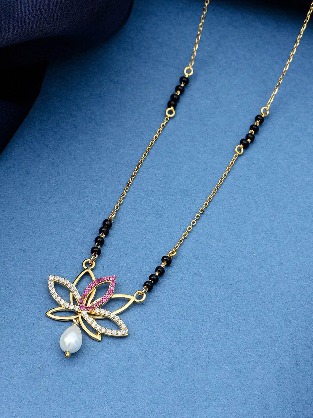 MAIRA 18K Gold Plated 18K Gold Plated Crystals Mangalsutra