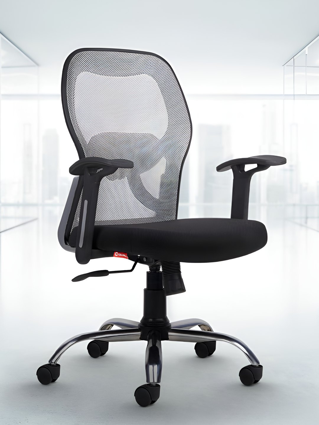 CELLBELL Grey Taurus C100 Lite Mid Back Comfortable Mesh Office Arm Chair