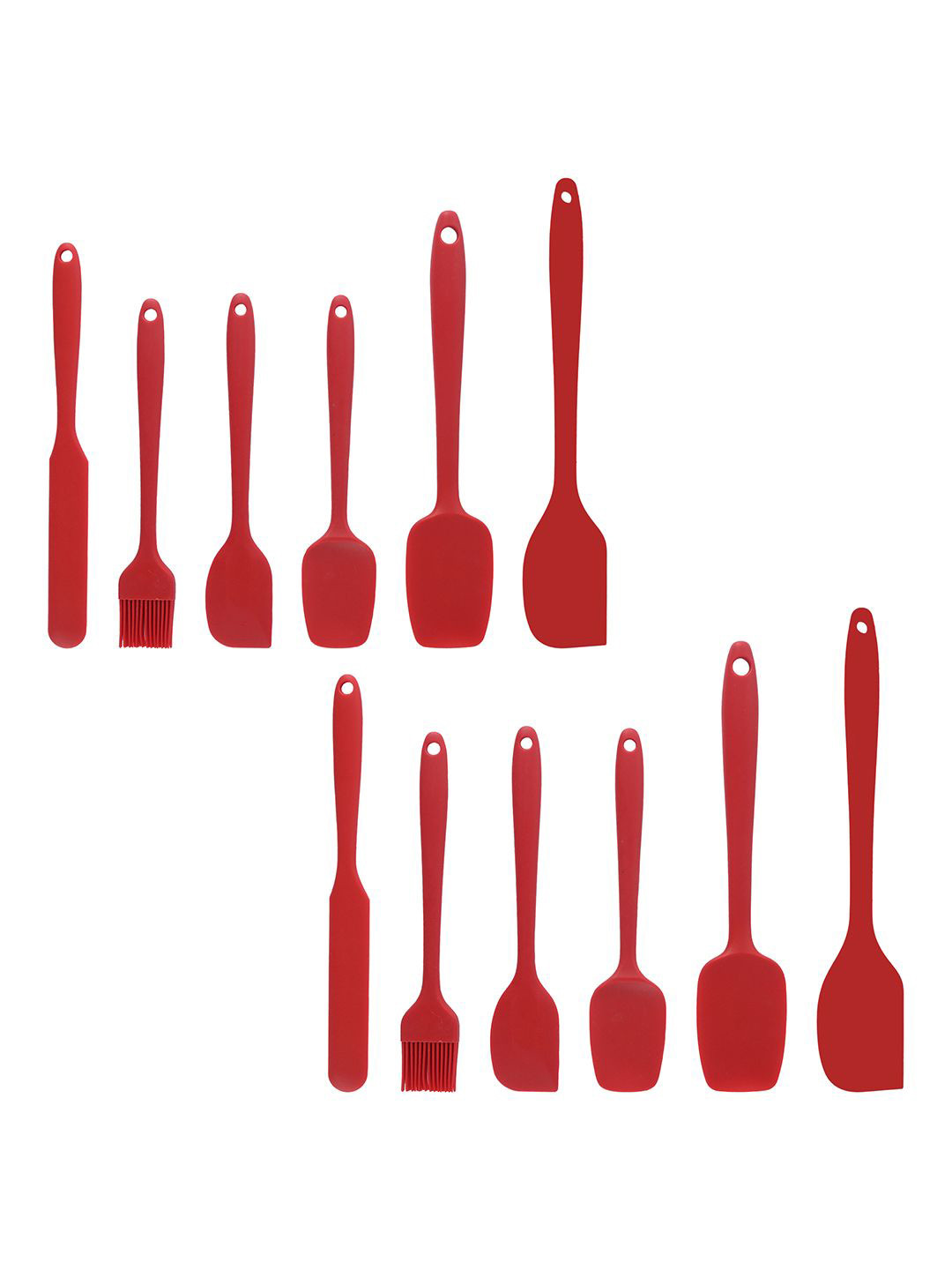 Kuber Industries Red 12 Pieces Silicone Nonstick Spatula Set