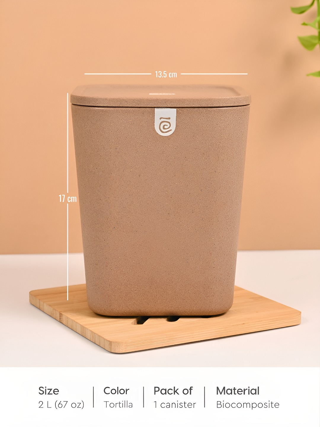 Eha 1_Sqrcanister_Tort Beige Bamboo Dishwasher Safe Snap Canister-2L