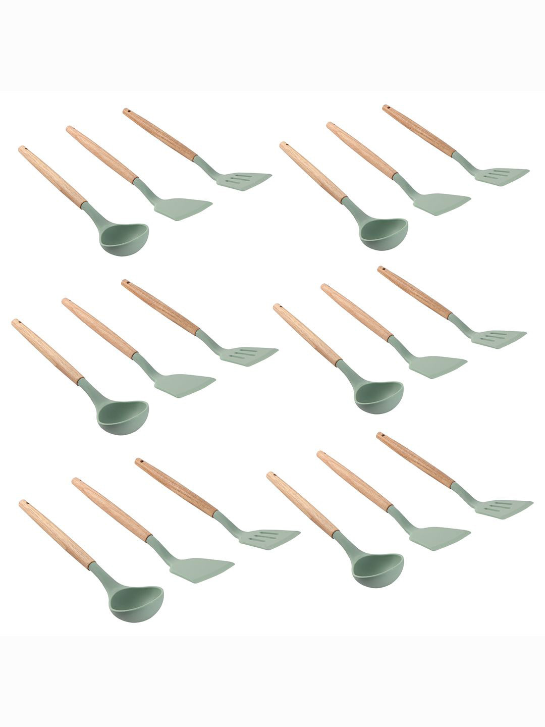 Kuber Industries Unisex Green 18 Pcs Silicone Nonstick Spatula Set
