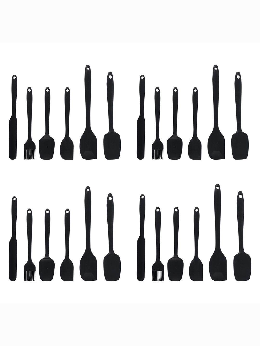 Kuber Industries Unisex Black 24 Pcs Silicone Nonstick Spatula Set
