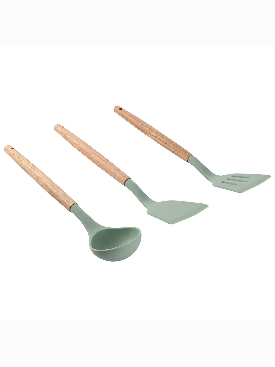 Kuber Industries Unisex Green 3 Pcs Silicone Nonstick Spatula Set