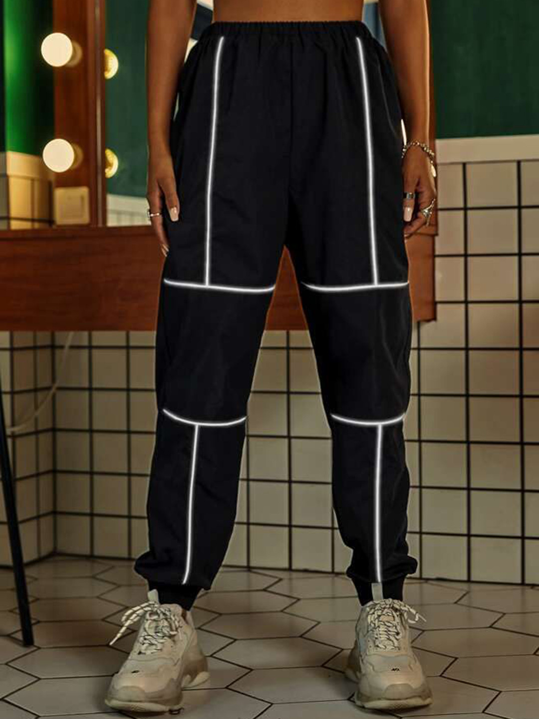 SAAHASAM Women Striped Relaxed Loose Fit Trousers