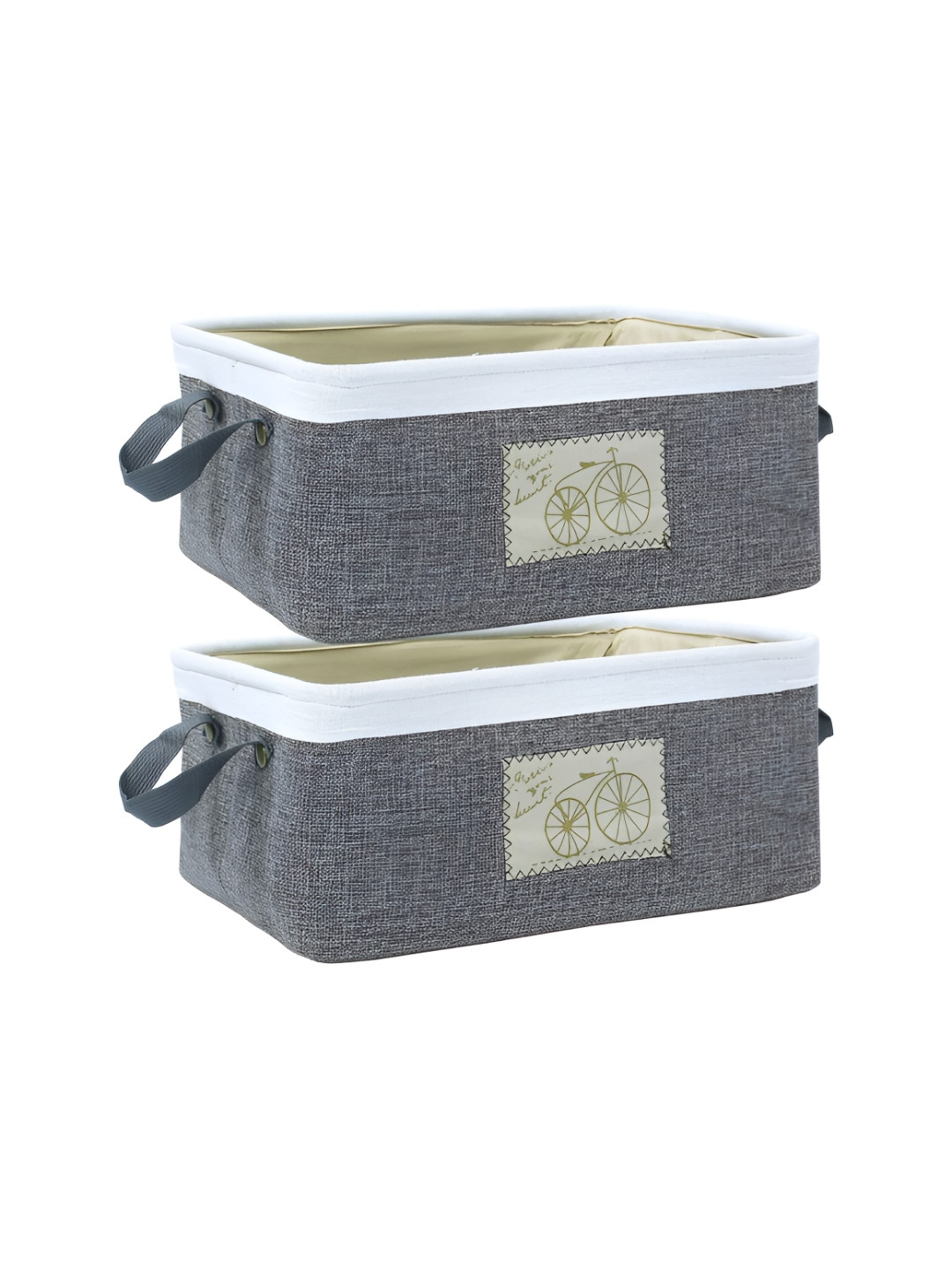 HomeStorie Grey 2 Pcs Eco-Friendly Foldable Storage Basket Bins Multi-Utility Organisers