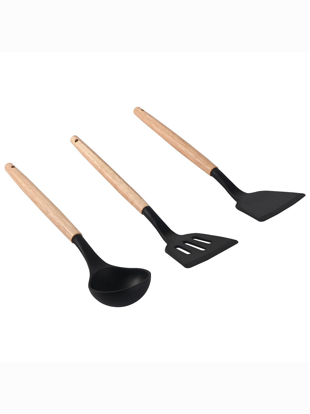 Kuber Industries Unisex 3 Pcs Silicone Nonstick Spatula Set With Wooden Handle