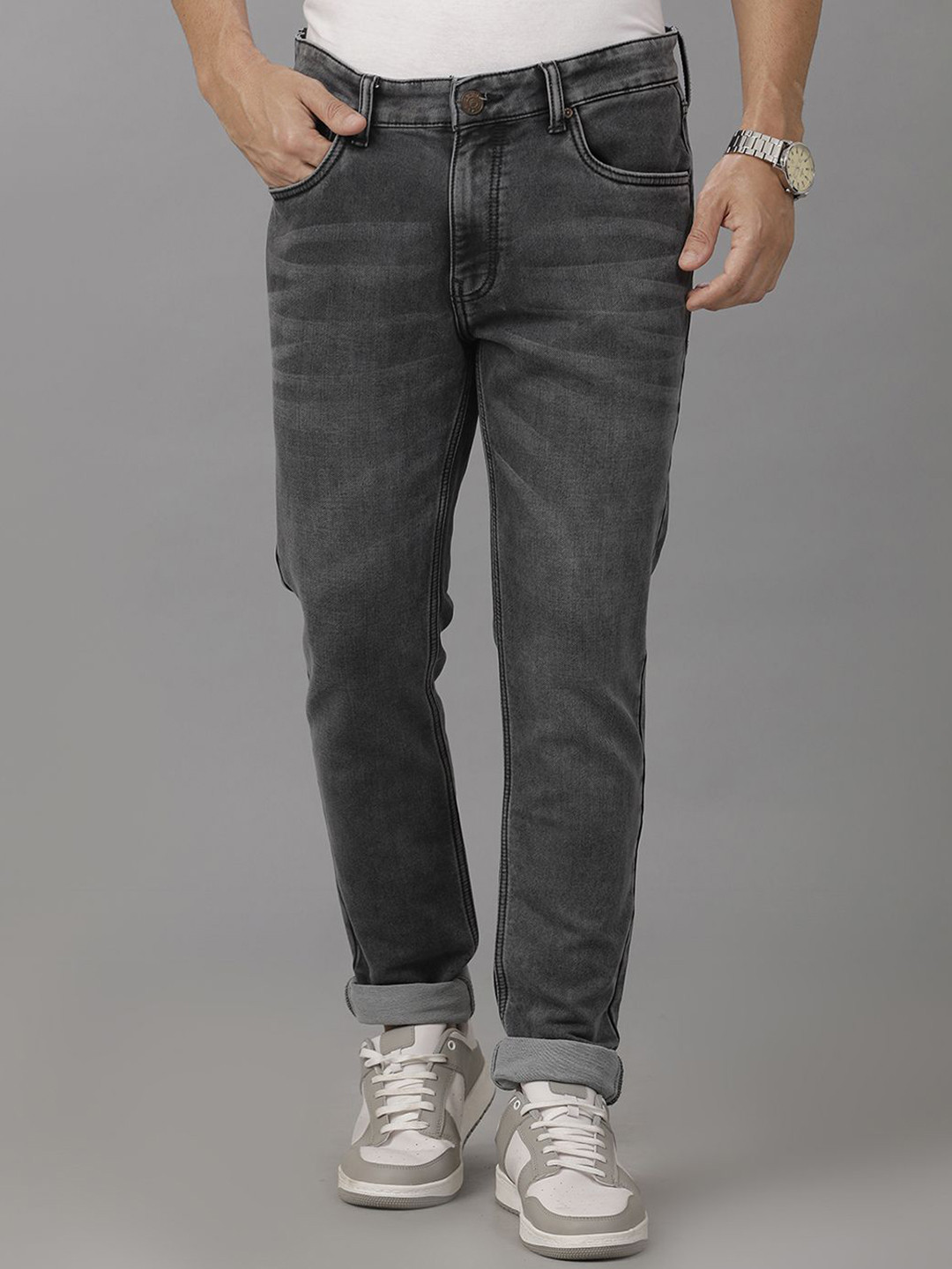 Double Two Men Lean Slim Fit Light Fade Jeans