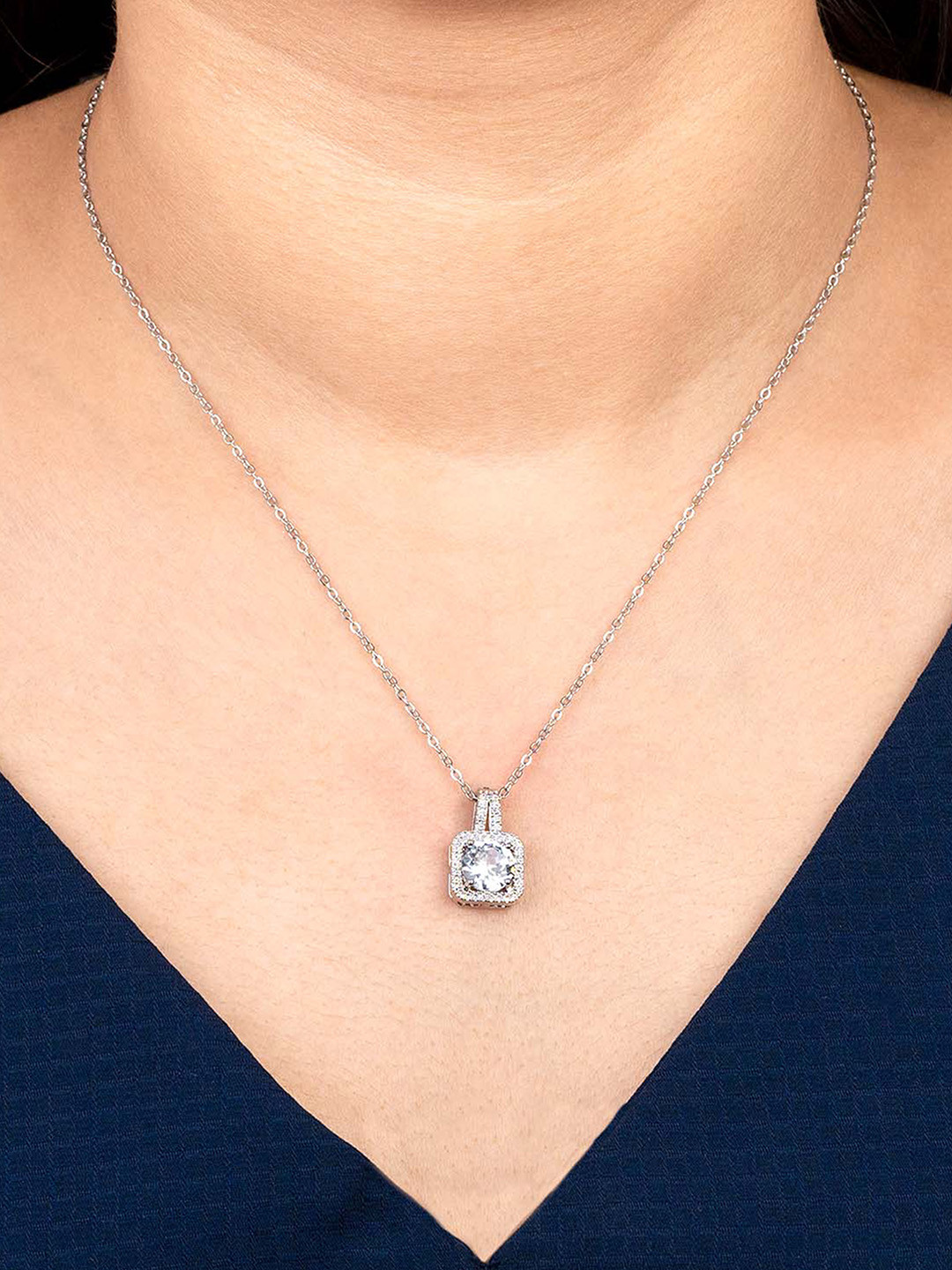 Mesmerize Stainless Steel Silver Radiant Necklace