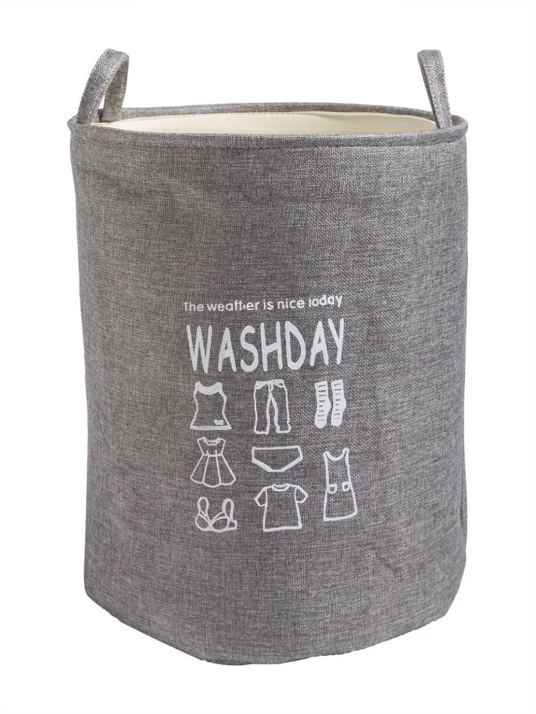 HOKIPO Grey Printed Folding Laundry Bag-43 L