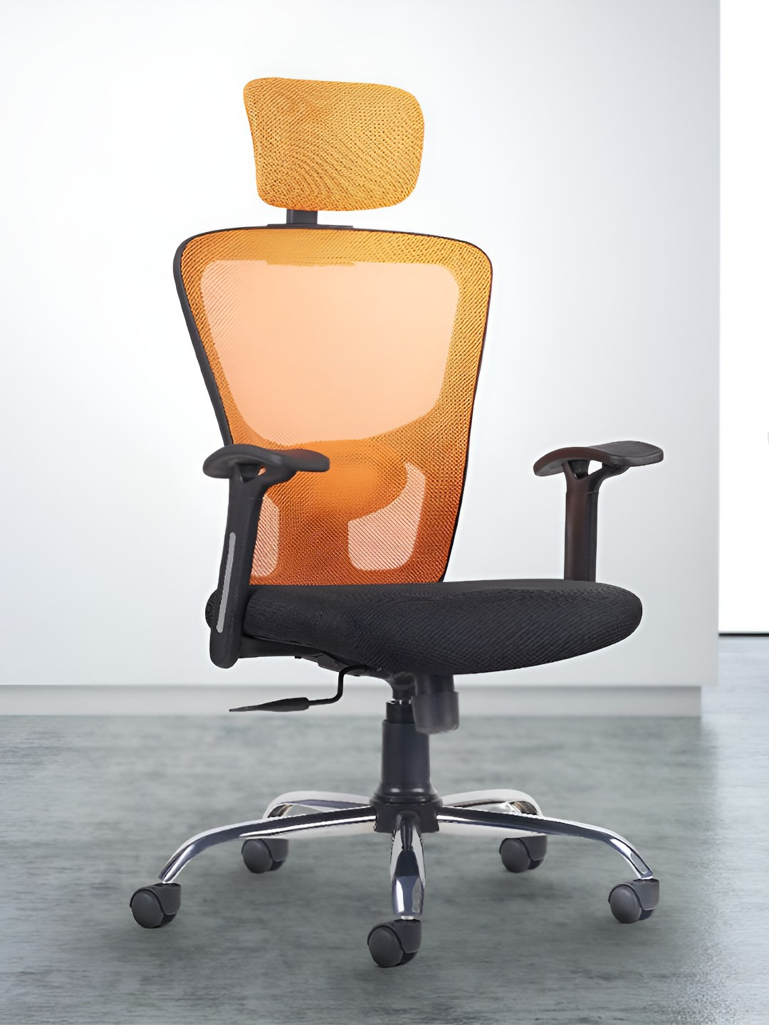 CELLBELL C110 Leo Orange-Coloured & Black High Back Mesh Office Arm Chair