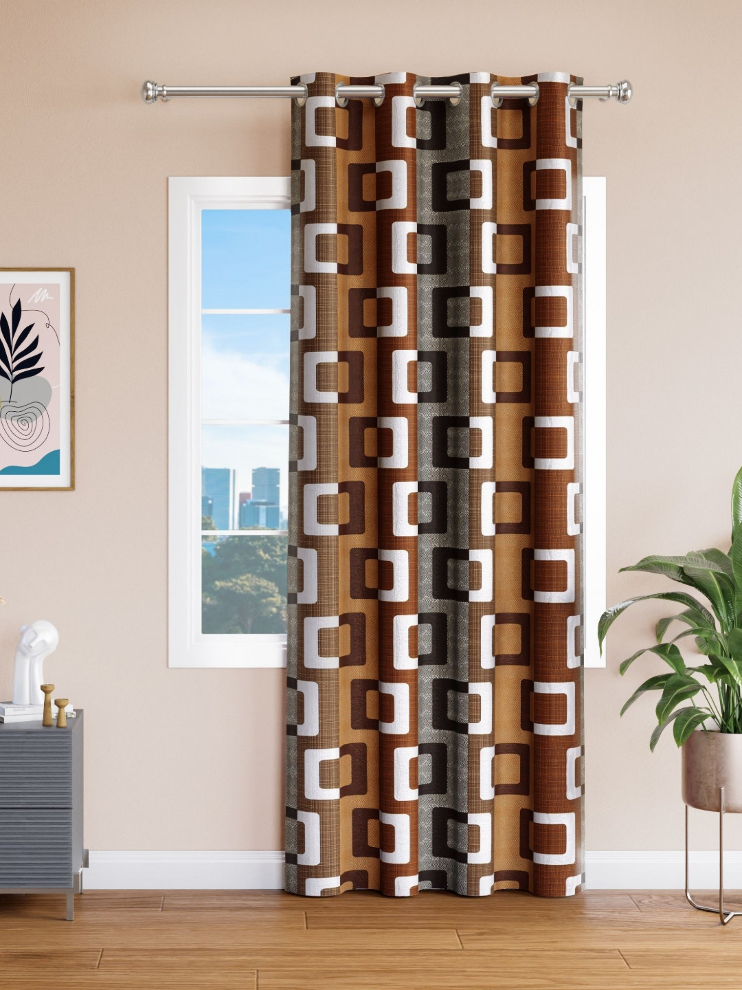 Aura Brown Window Curtain