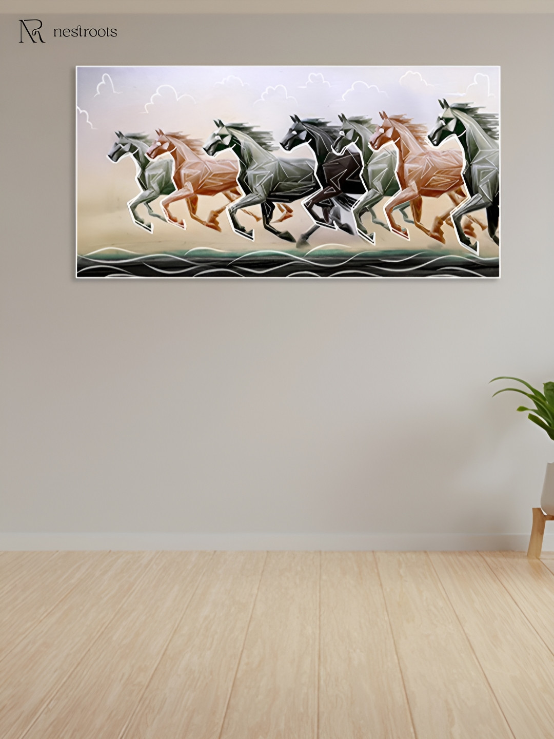 nestroots Radiance Of Seven Canvas Wall Rectangle Paintings Wall Art -24x 48In