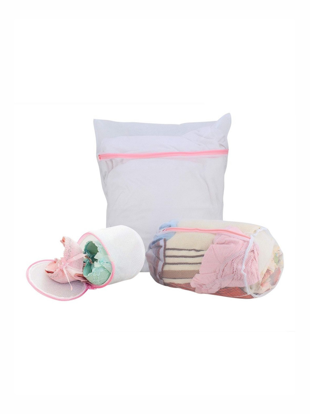 HOKIPO White 3 Pieces Mesh Laundry Clothes Washing Bags