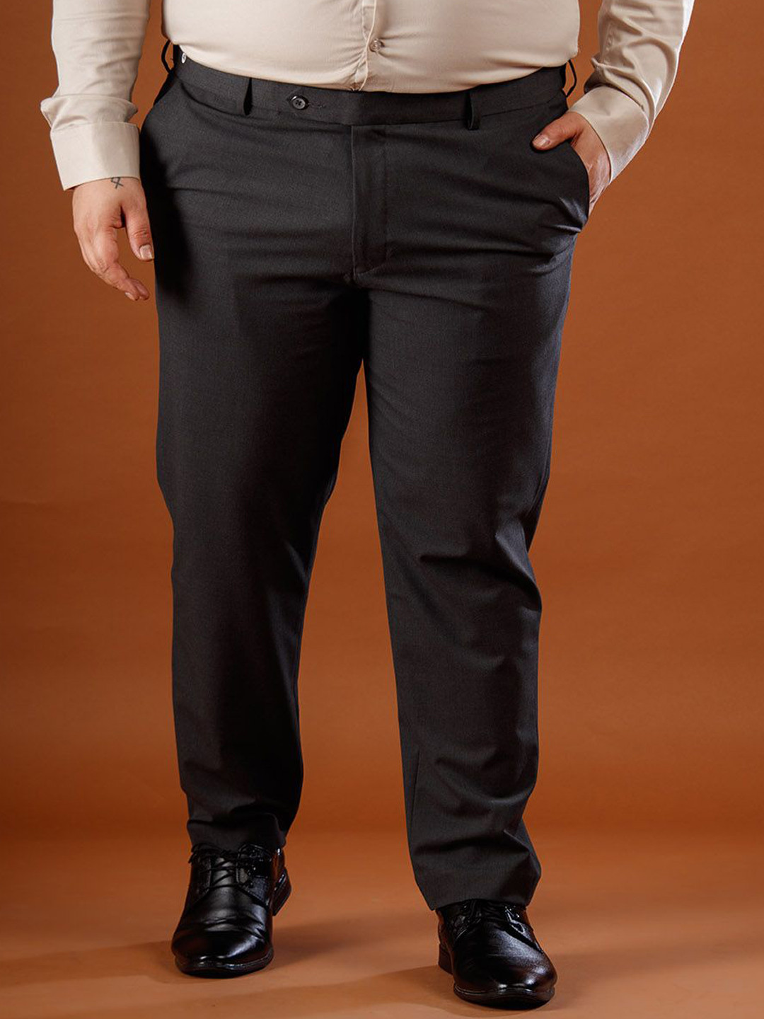 Muffynn Men Plus Size Relaxed Straight Leg Straight Fit Formal Trouser
