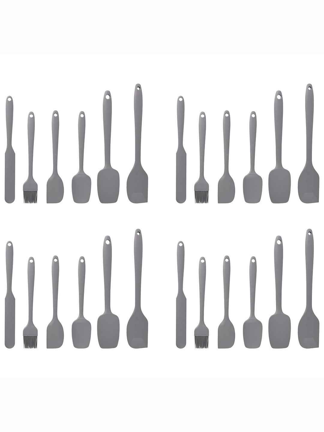 Kuber Industries Grey 24 Pieces Silicone Nonstick Spatula Set