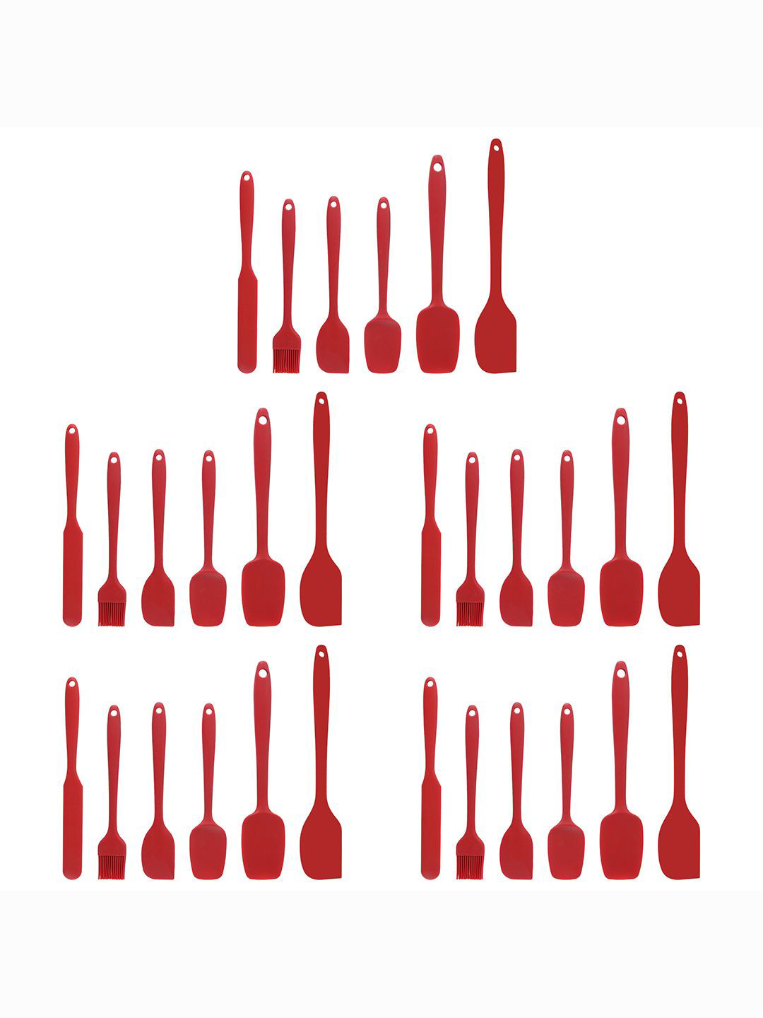 Kuber Industries Unisex Red 30 Pcs Silicone Nonstick Spatula Set
