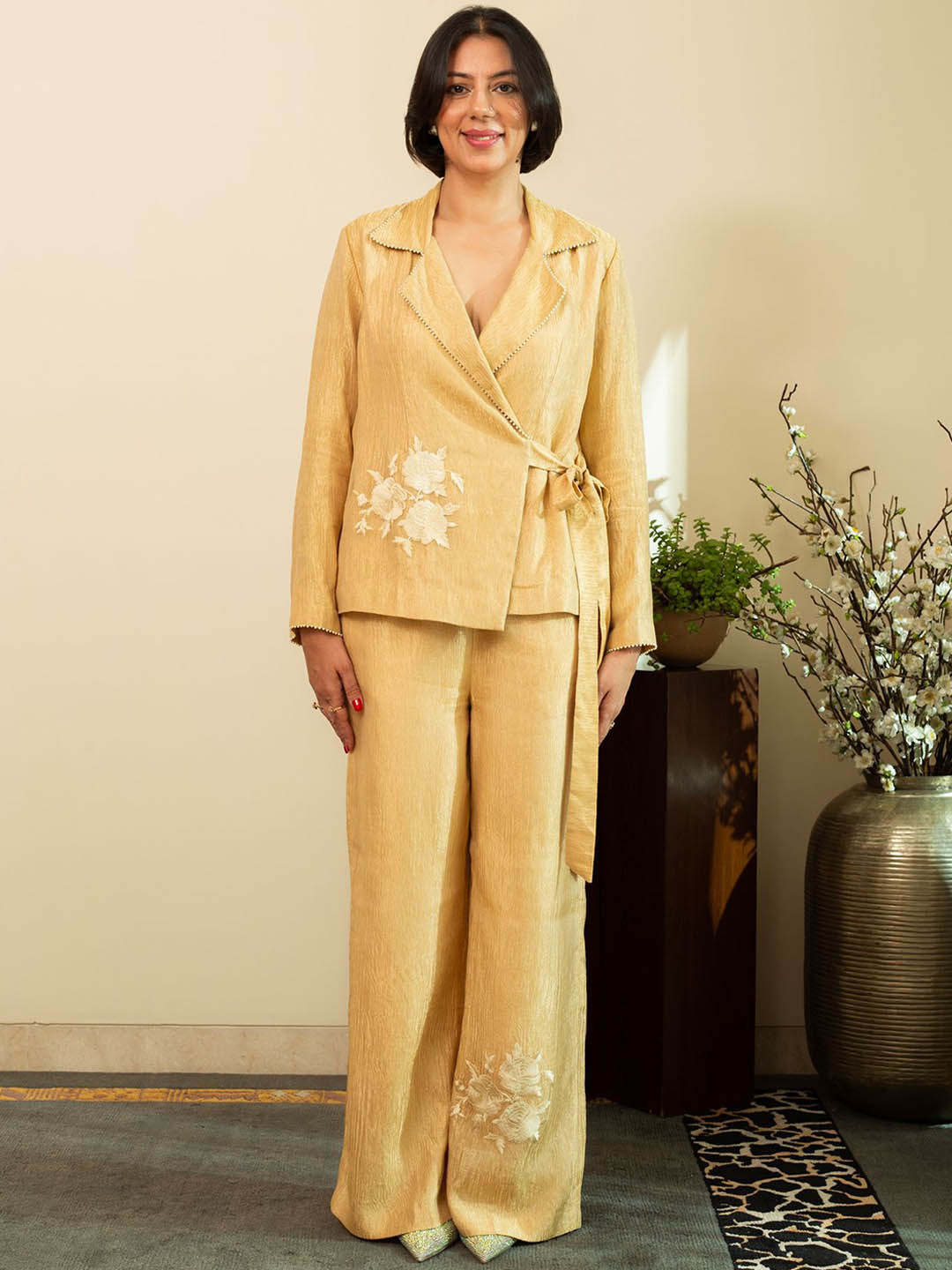 HOUSE OF INARI Embroidered Blazer With Trousers Co-Ords Set