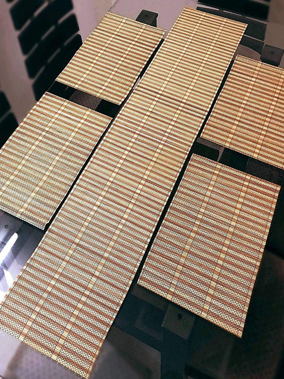 HOKIPO Brown & Beige 4 Pieces Bamboo Table Linen Set