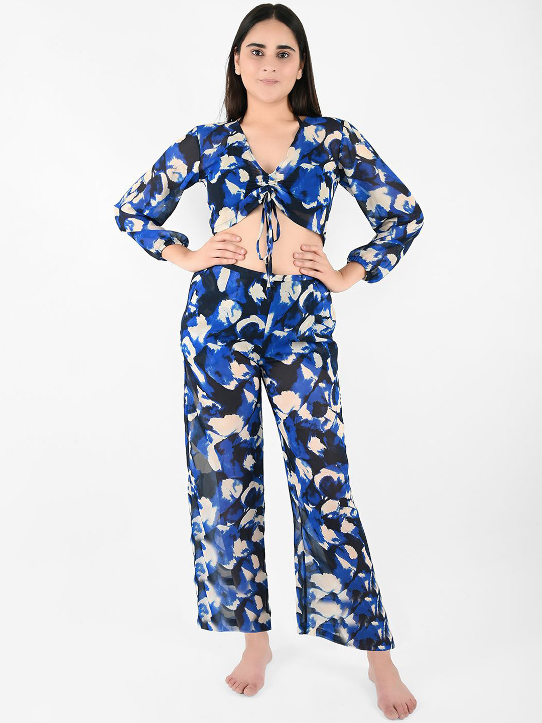Blissence Printed Tie-Up Cover Up Set