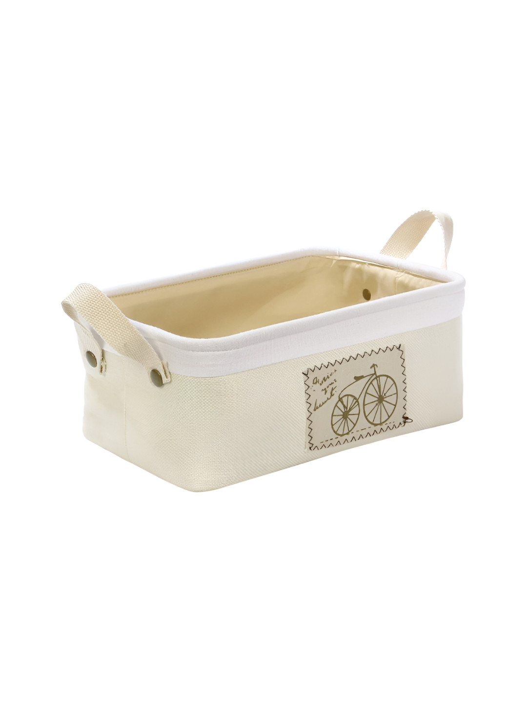 HomeStorie Cream-Coloured Foldable Storage Basket Bins Multi-Utility Organiser