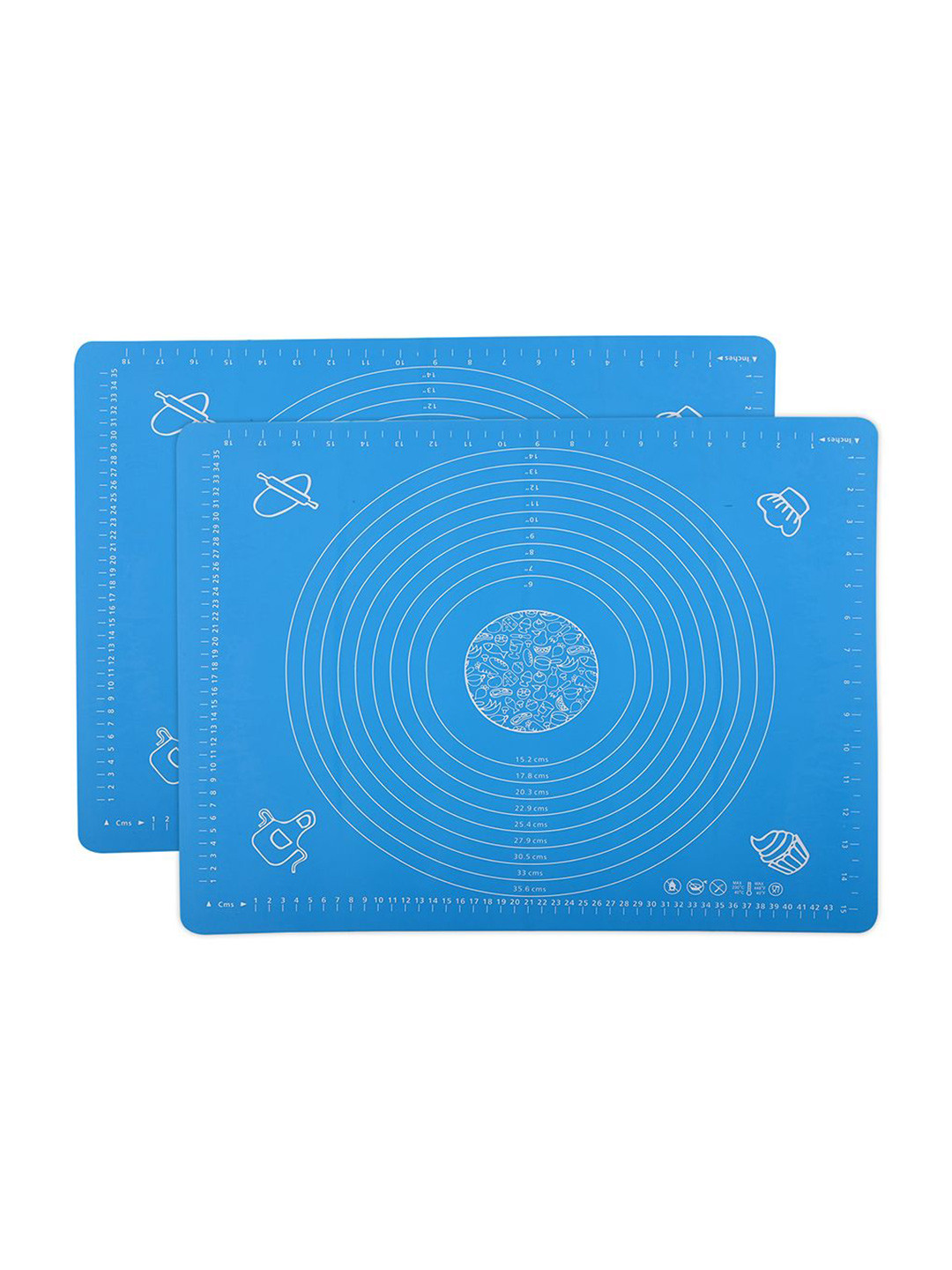 Kuber Industries 2Pcs Blue Printed Reusable Silicone Baking Mats