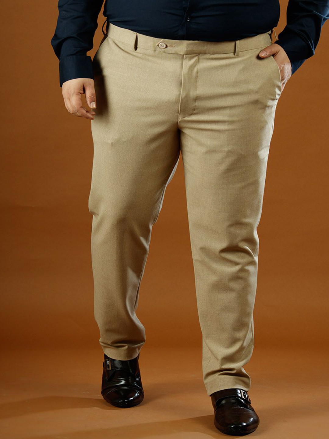 Muffynn Men Plus Size Relaxed Straight Leg Straight Fit Formal Trouser