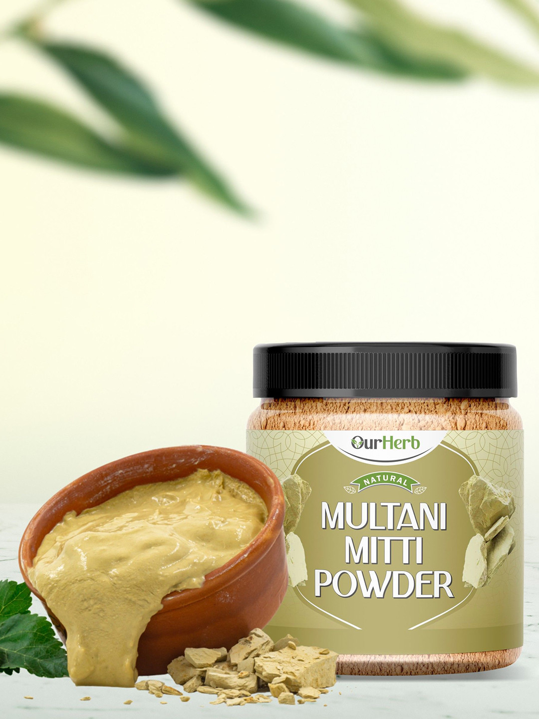 OurHerb Multani Mitti Powder Face Pack With Wooden Spoon - 200 g