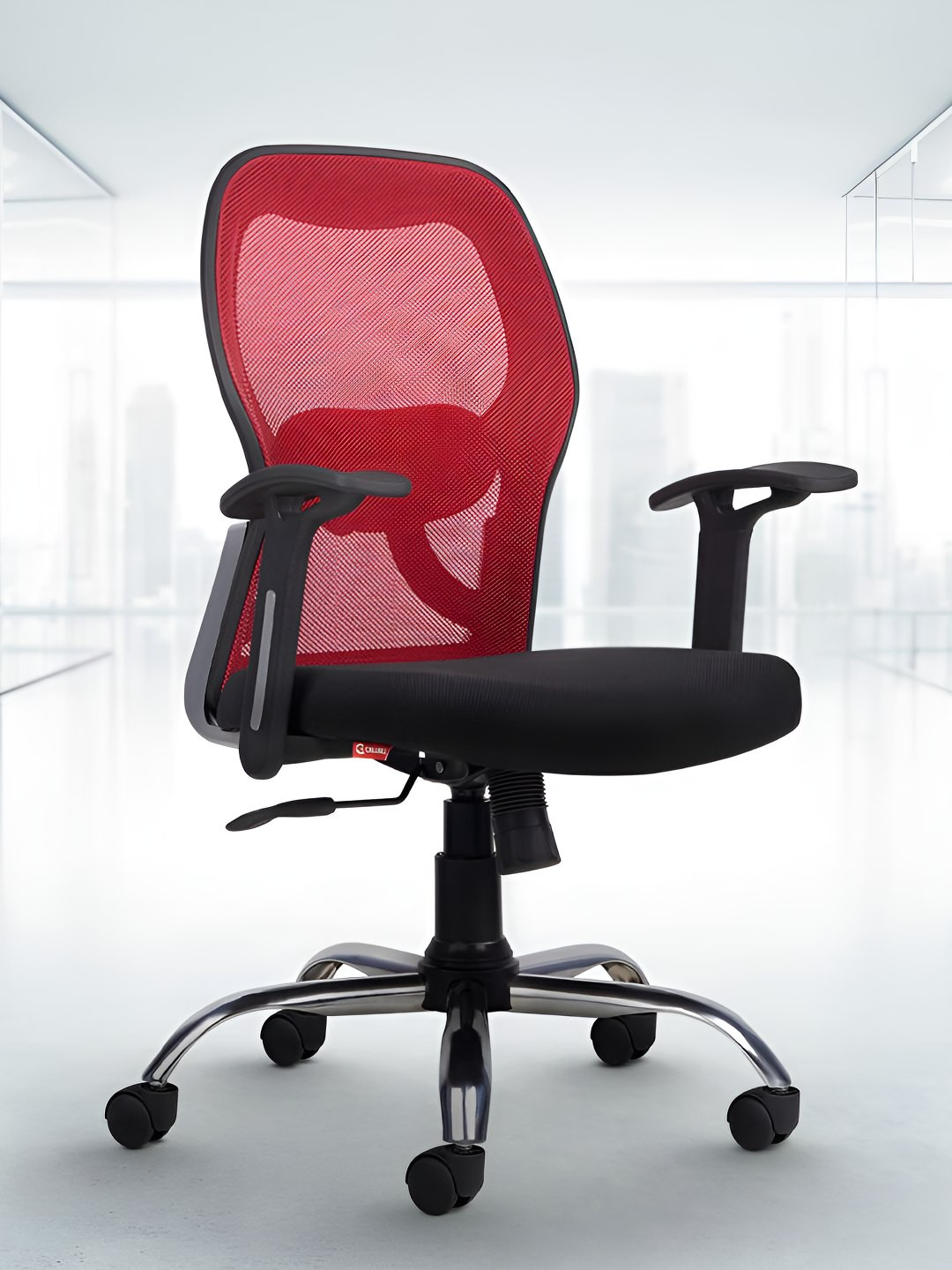 CELLBELL Red Mesh Taurus C100 Lite Mid Back Comfortable Mesh Office Arm